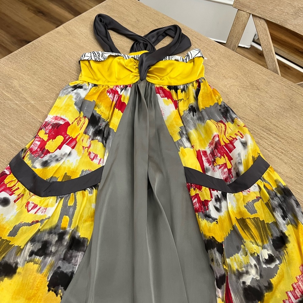 Mint printed silk halter dress size 2